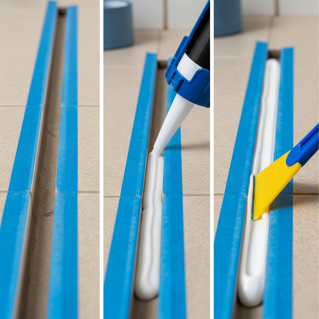 silicone-sealing-process-diagram-infographic.jpg Instructional infographic diagram showing each step of sealing a bathroom or kitchen joint with silicone, featuring realistic close-up and step icons.